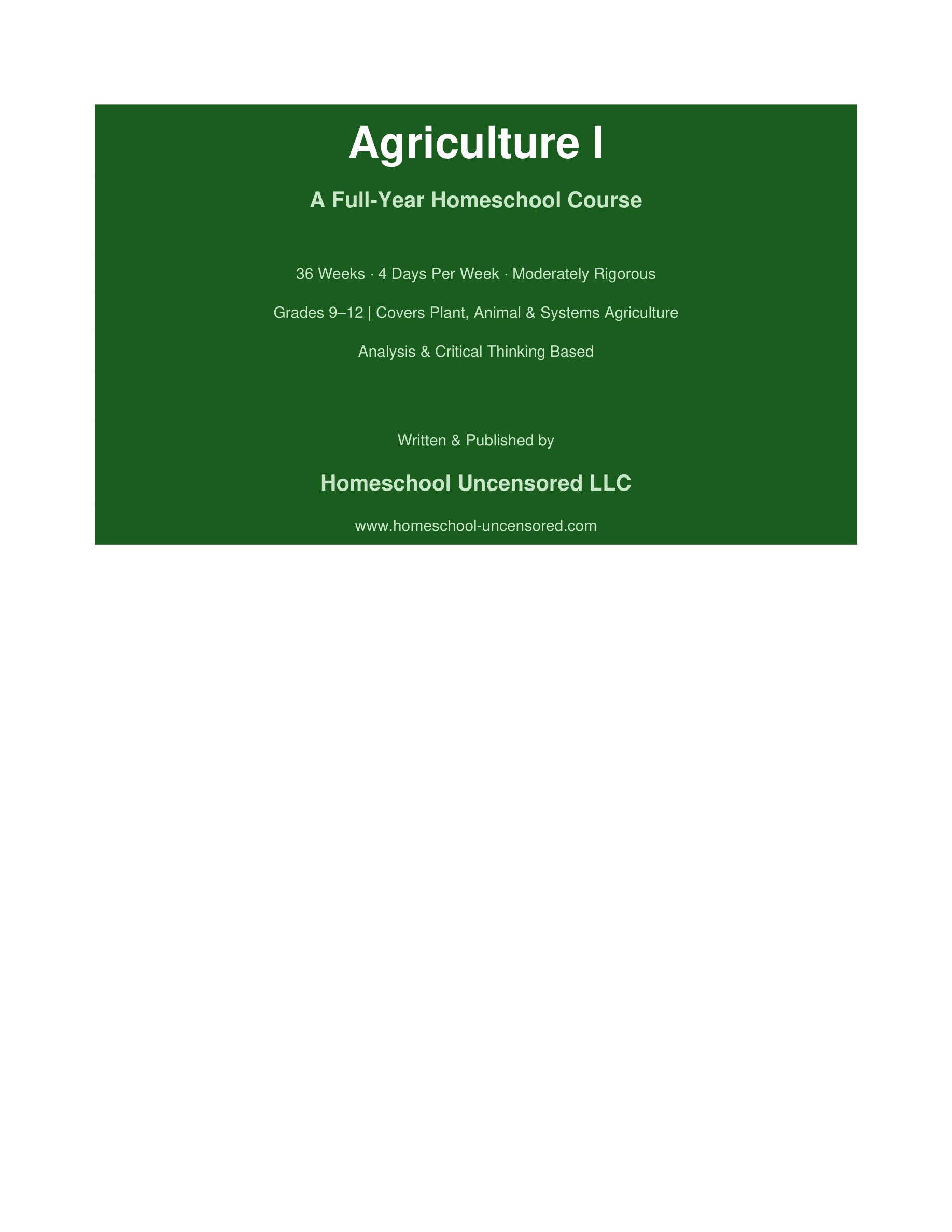 Agriculture I