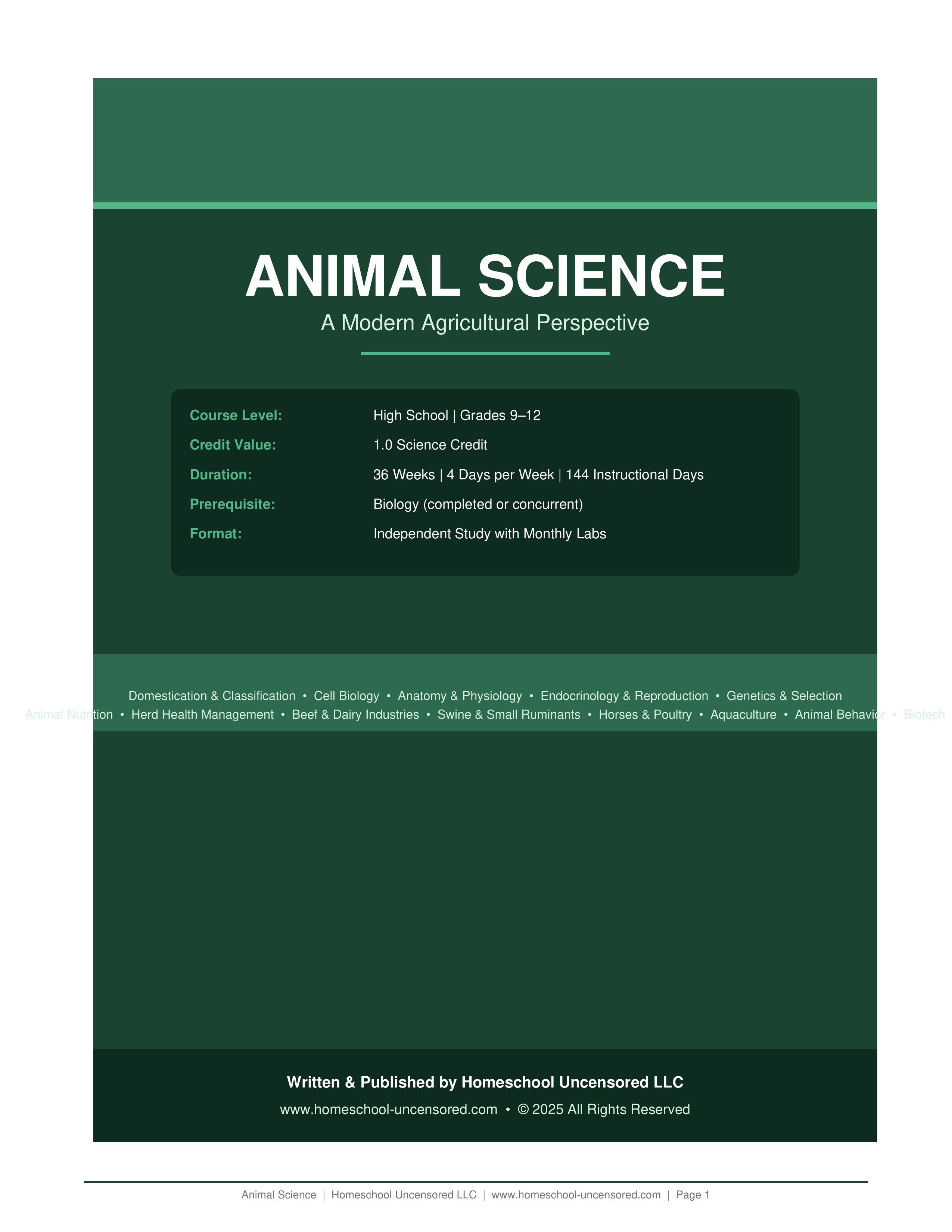 Animal Science Free Preview