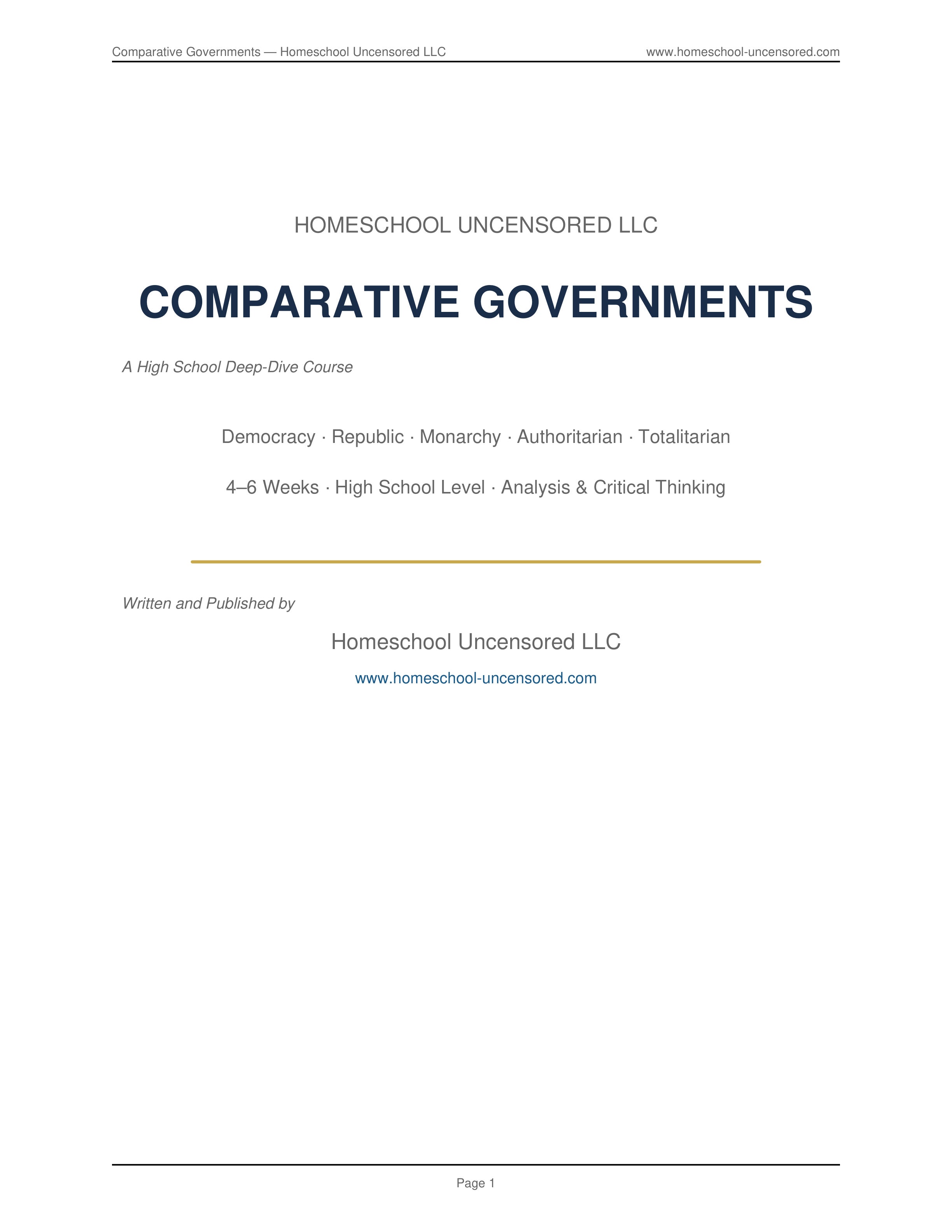 Comparative Governments Free Preview