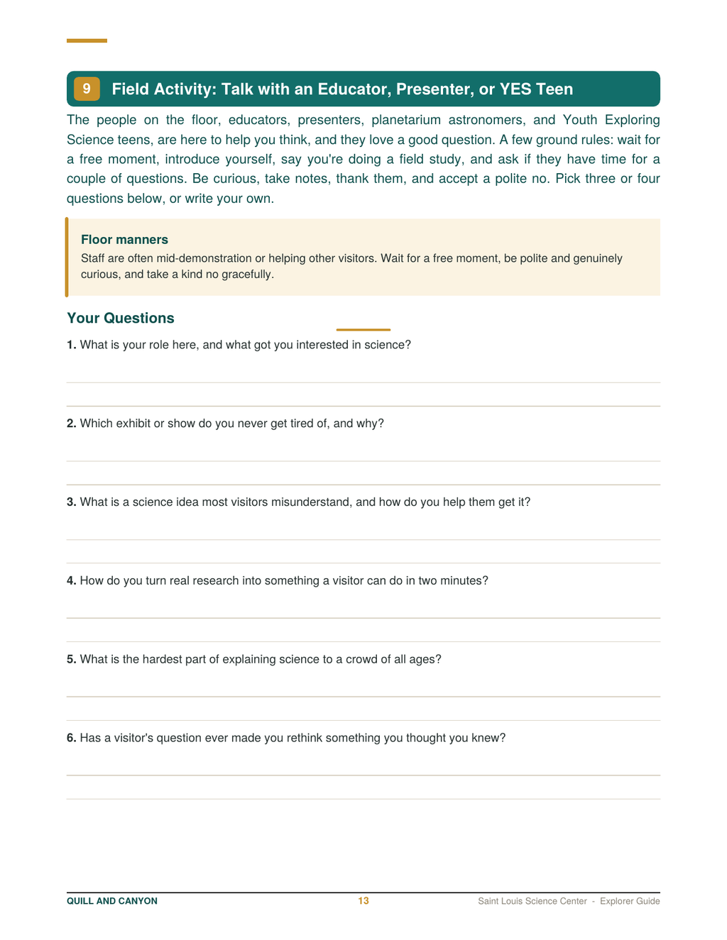 St. Louis Science Center Explorer Guide
