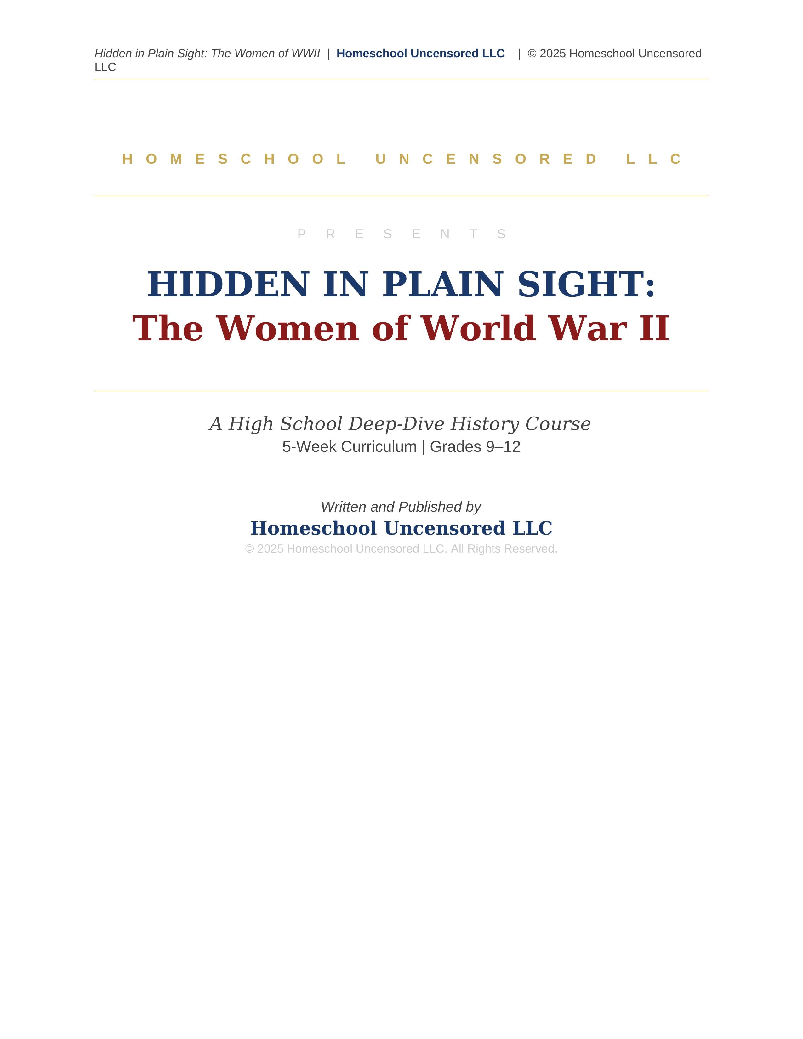 Hidden In Plain Sight: Women of WWII Free Preview